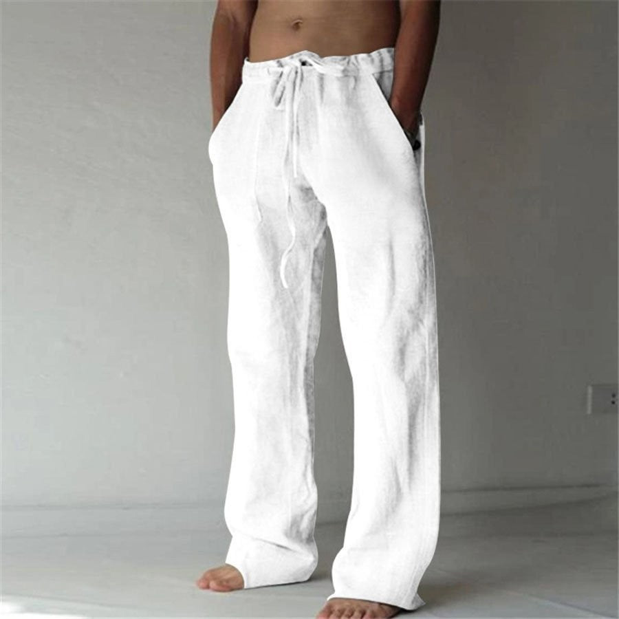 Anton - Leisure trousers made of linen, single-coloured, for men