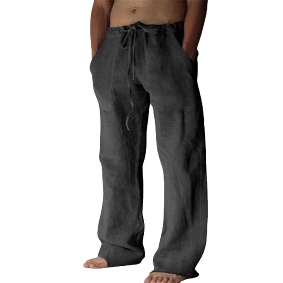 Anton - Leisure trousers made of linen, single-coloured, for men