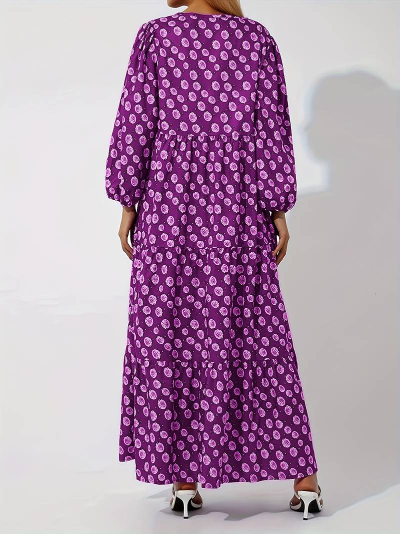 Abisha - Floral print loose boho maxi dress