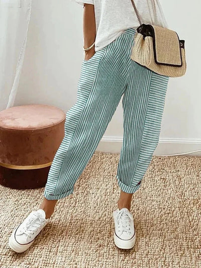 Lisa - Cotton striped trousers