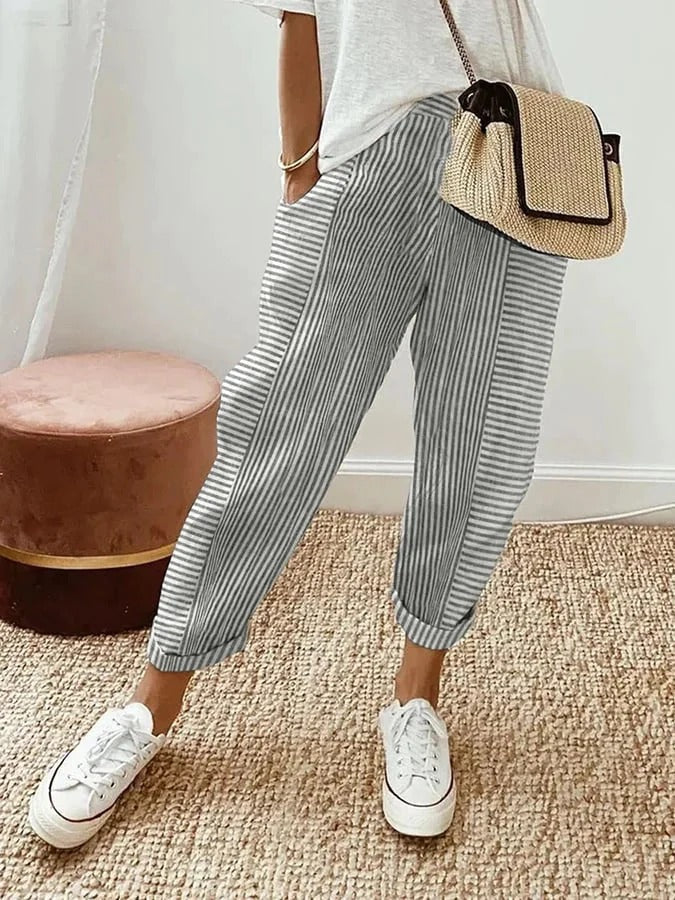Lisa - Cotton striped trousers